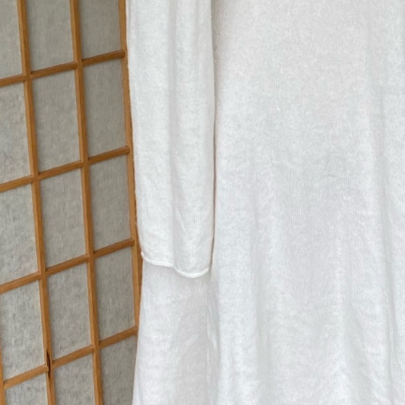 Megaschoni Cashmere Open Long High Low Ivory Cardigan SZ M - Picture 12 of 13